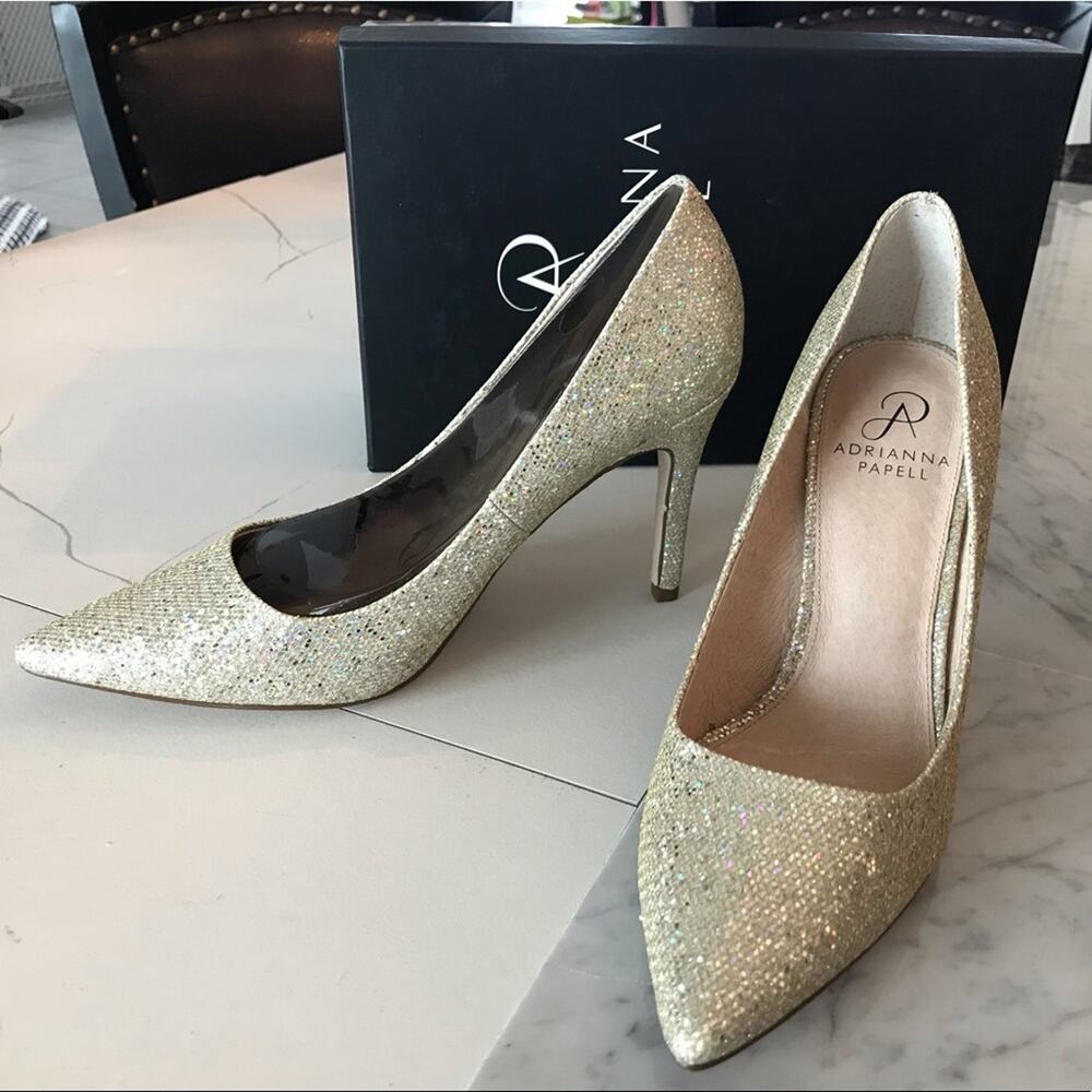 Adrianna Papell Platino Chicago Glitter heels NWT